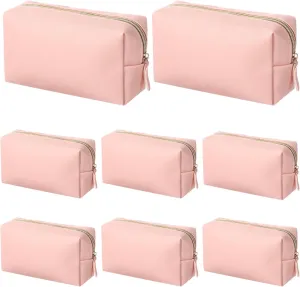 8 Pcs Small Makeup Bags, PU Leather Preppy Bags for Women, Waterproof Cosmetic Pouches, Portable Toiletry Bags for Travel, Daily Storage Beauty Organizers