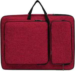 8K Artist Portfolio Carry Backpack Case Versatile Art Bags Waterproof Adjustable Drawing Board Backpack Art Storage Bags for Artworks Painting Drawing Sketching 19.7” x 14.6” x 2.4”(Red)