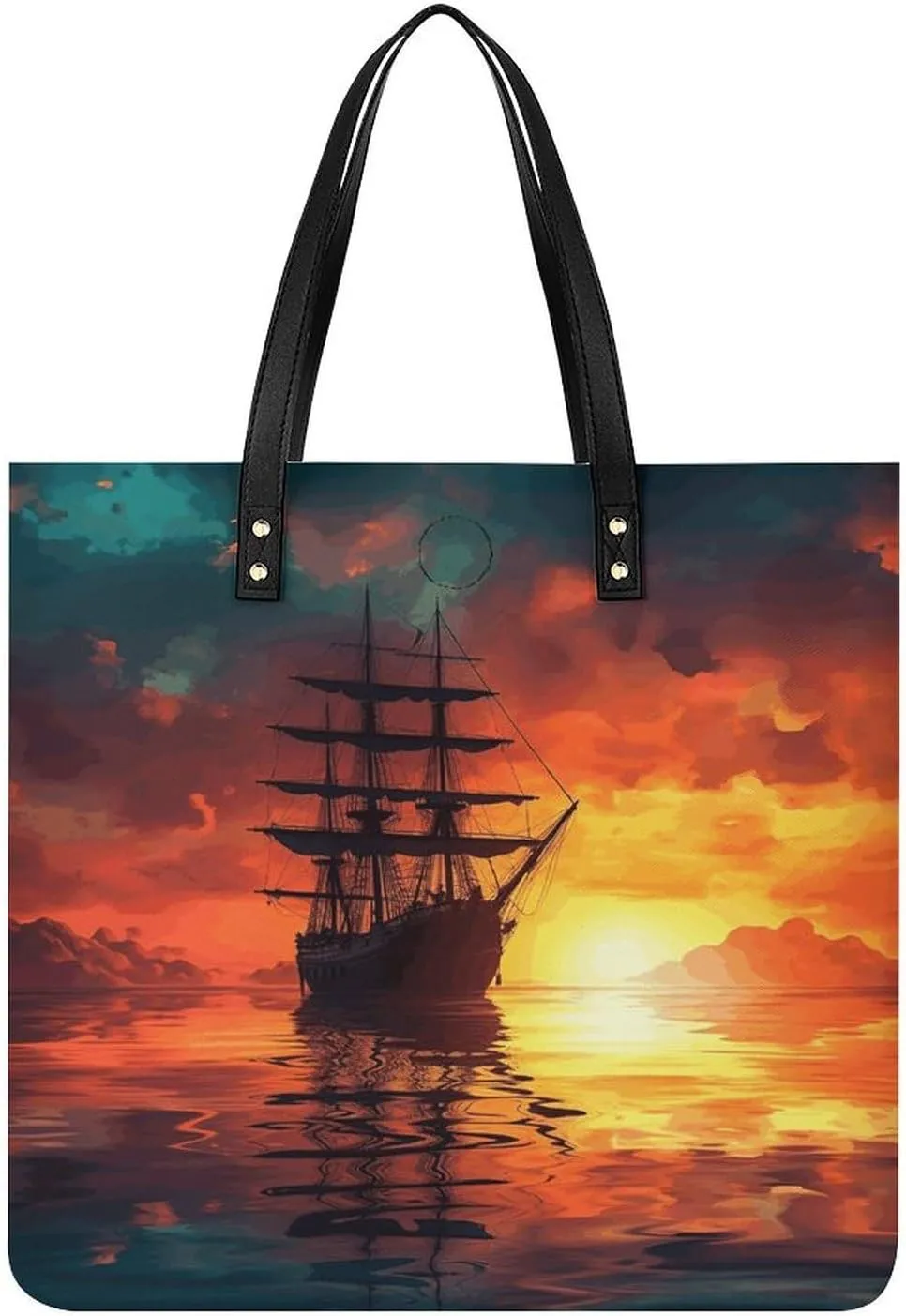 A Sailing Boat on The Water Large Leather Handbags Women Fashion Handbag Multifunctional Travel Bag It Is A Great Gift for Mothers, Teachers, Friends, Bridesmaids