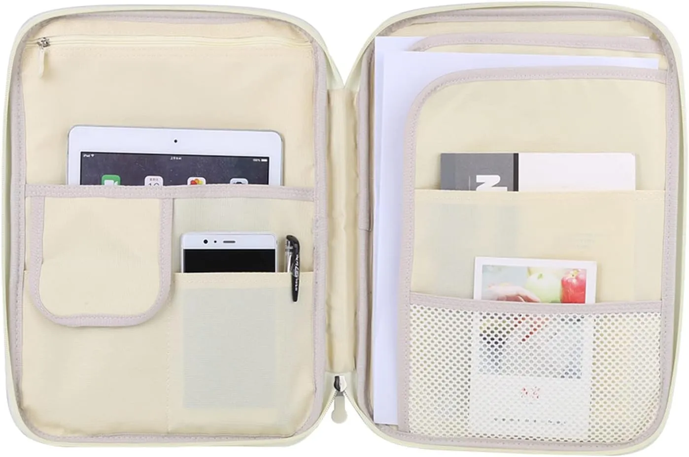 A4 Document Bags Portfolio Organizer Computer Notebook Zippered Case Zipped Storage Messenger(Black)
