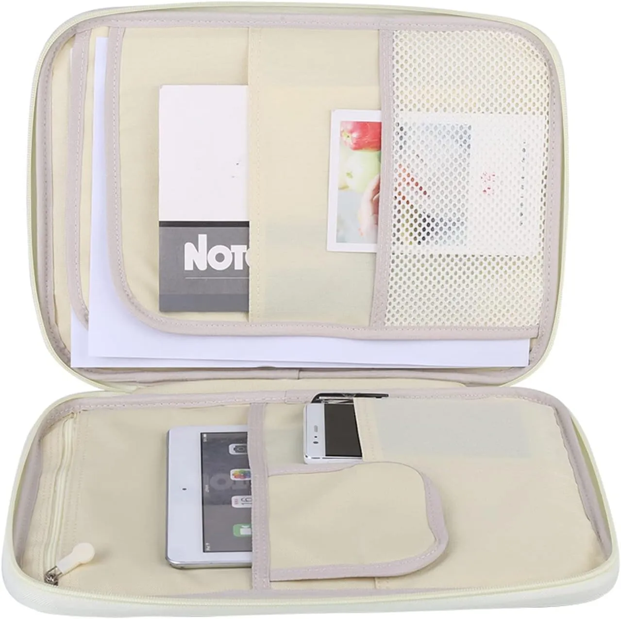 A4 Document Bags Portfolio Organizer Computer Notebook Zippered Case Zipped Storage Messenger(Black)