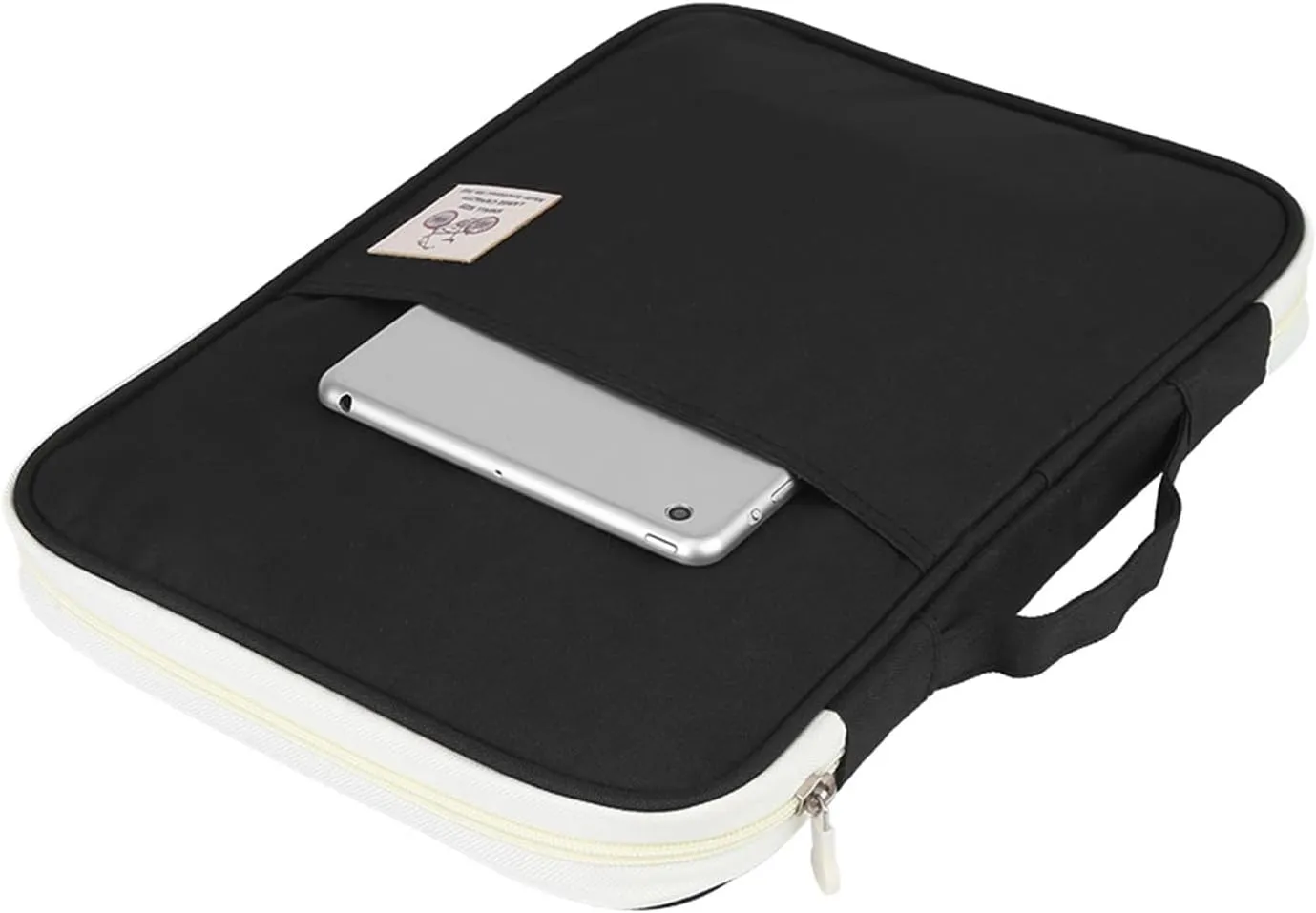 A4 Document Bags Portfolio Organizer Computer Notebook Zippered Case Zipped Storage Messenger(Black)