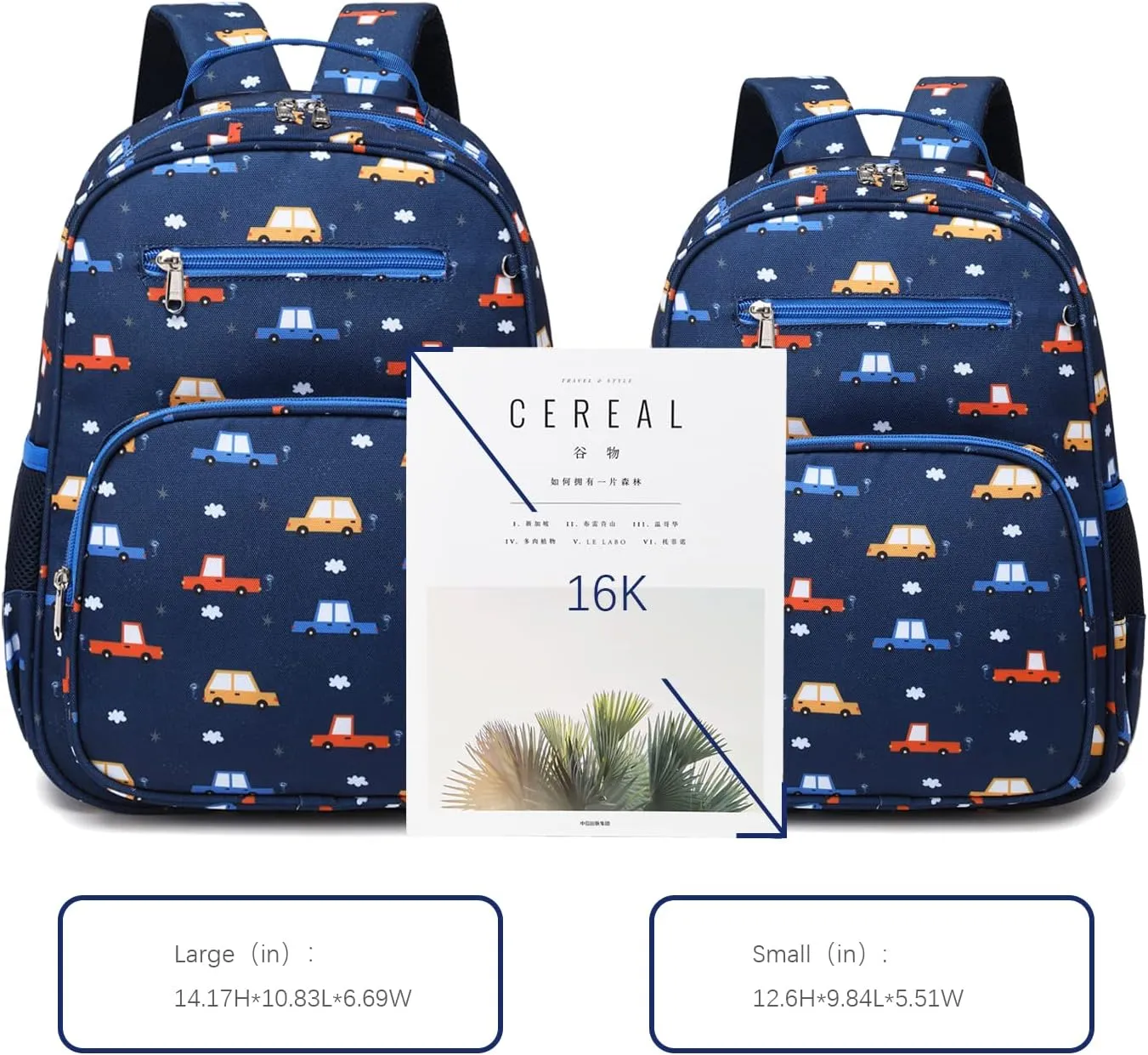 abshoo Car Backpack for Kid Little Small Boys Bookbag Preschool Toddler Backpack (Car)