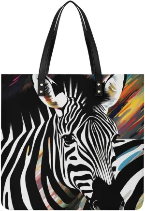 Abstract Animal Zebra Tote Bag Durable Water-Resistant Handbags Lightweight Tote for Travel Work Book
