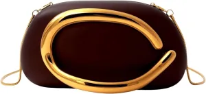 Acrylic Clutch Purses with Metal Handle Women's Evening Bag for Weddings & Parties, Skin-Touch Coating Handbag