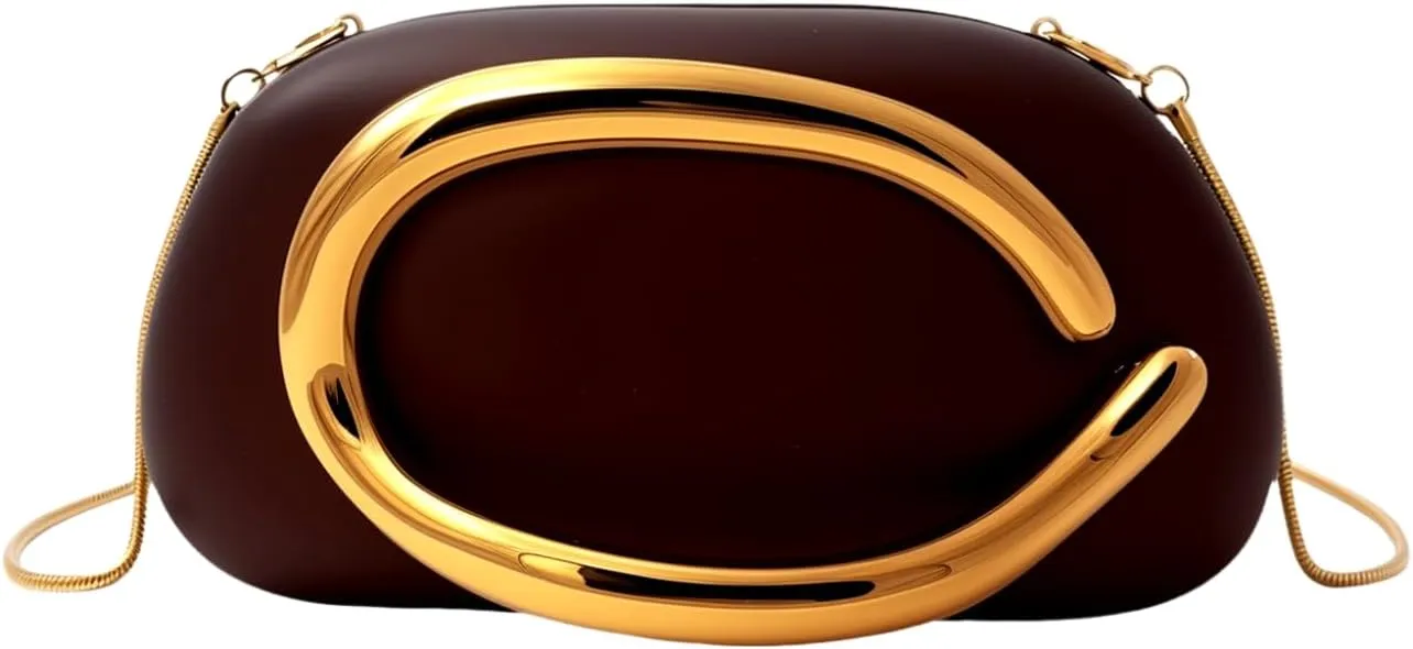 Acrylic Clutch Purses with Metal Handle Women's Evening Bag for Weddings & Parties, Skin-Touch Coating Handbag