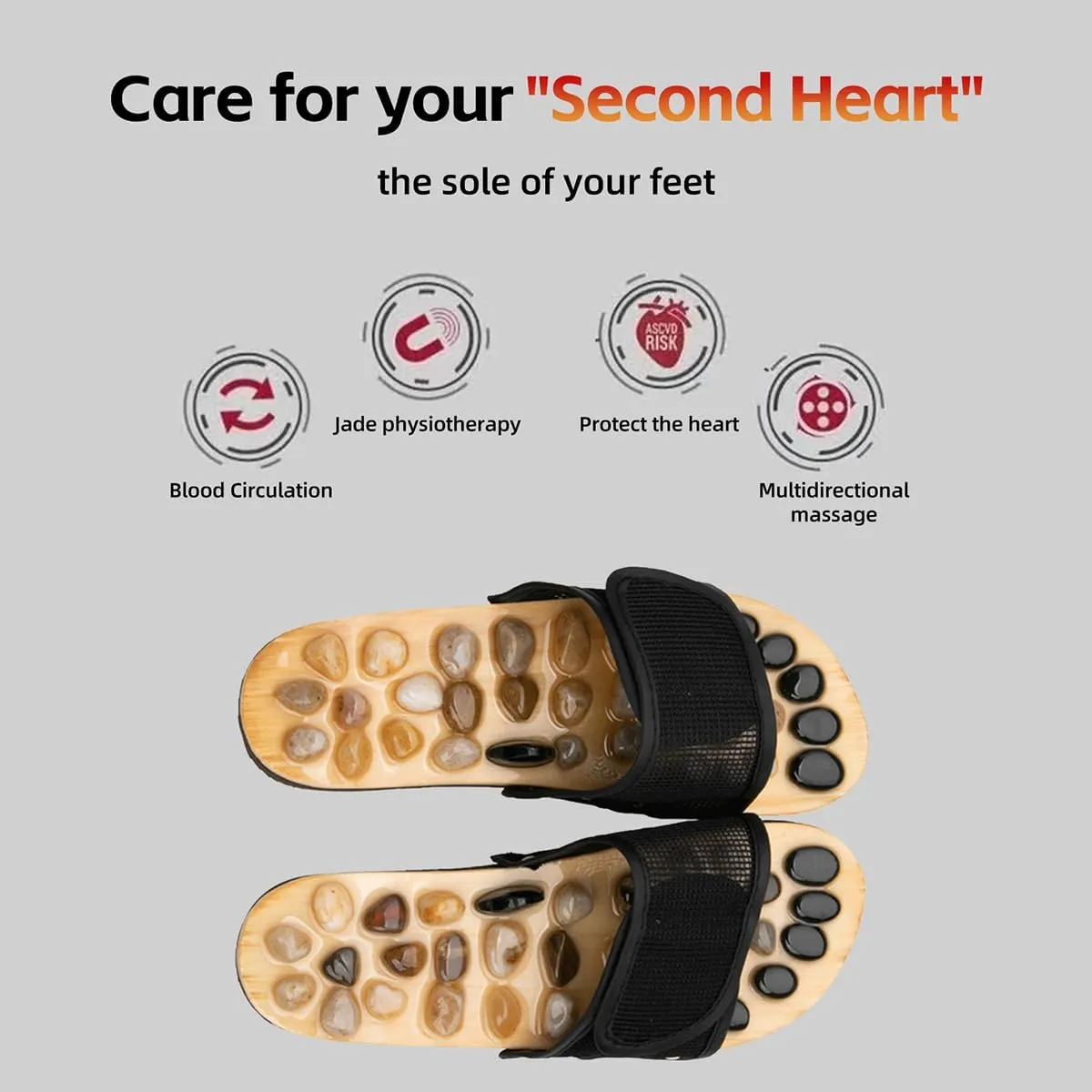 Acupressure Massage Slippers with Stones, Reflexology Foot Acupoint Massage Sandals to Relieve Neuropathy Pain & lmprove Blood Circulation for Elderly (M(Women9-10Men7.5-9),Red05)