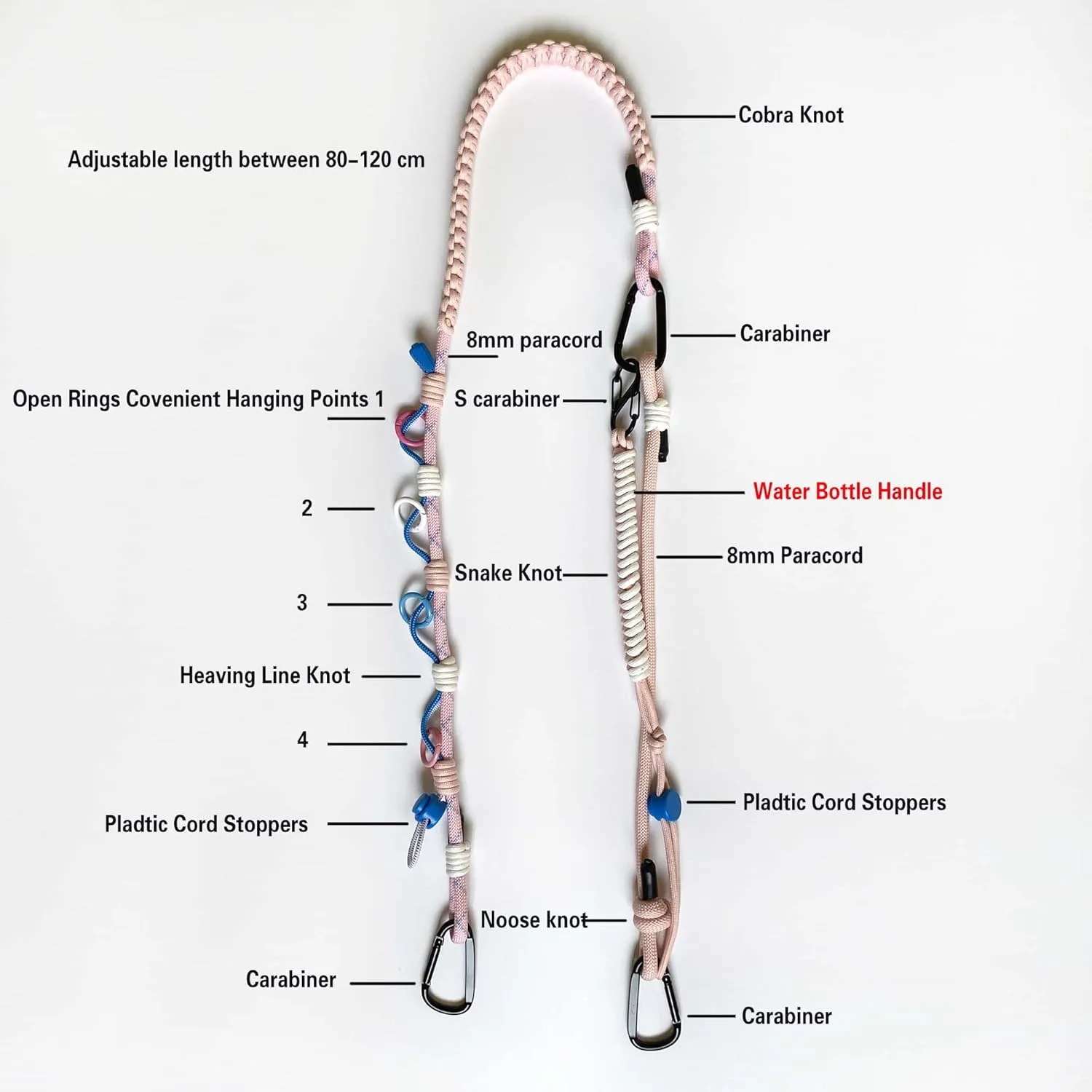 Adjustable Bag Strap Purse Straps Replacement Crossbody, Paracord Rope Heavy Duty Shoulder Straps for Bags Cameras
