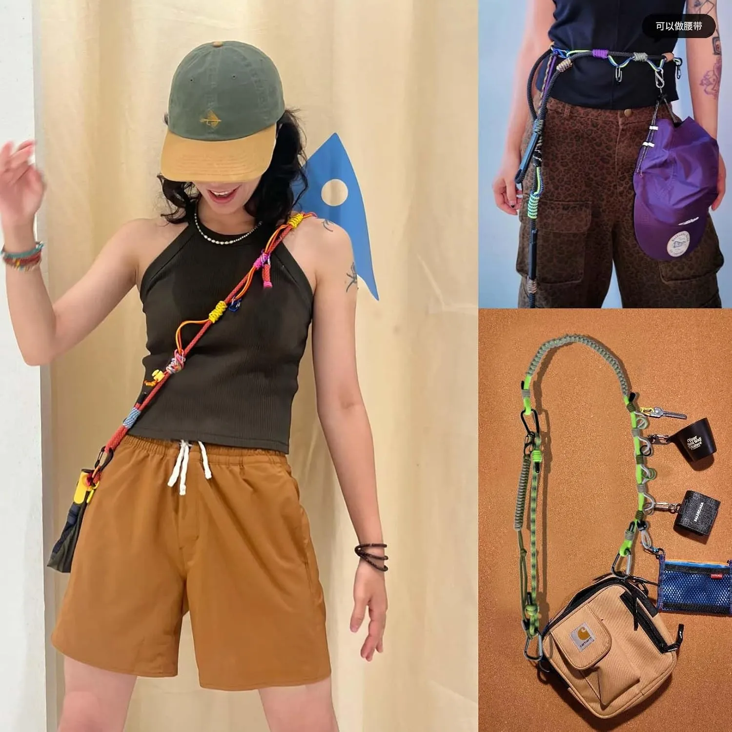 Adjustable Bag Strap Purse Straps Replacement Crossbody, Paracord Rope Heavy Duty Shoulder Straps for Bags Cameras