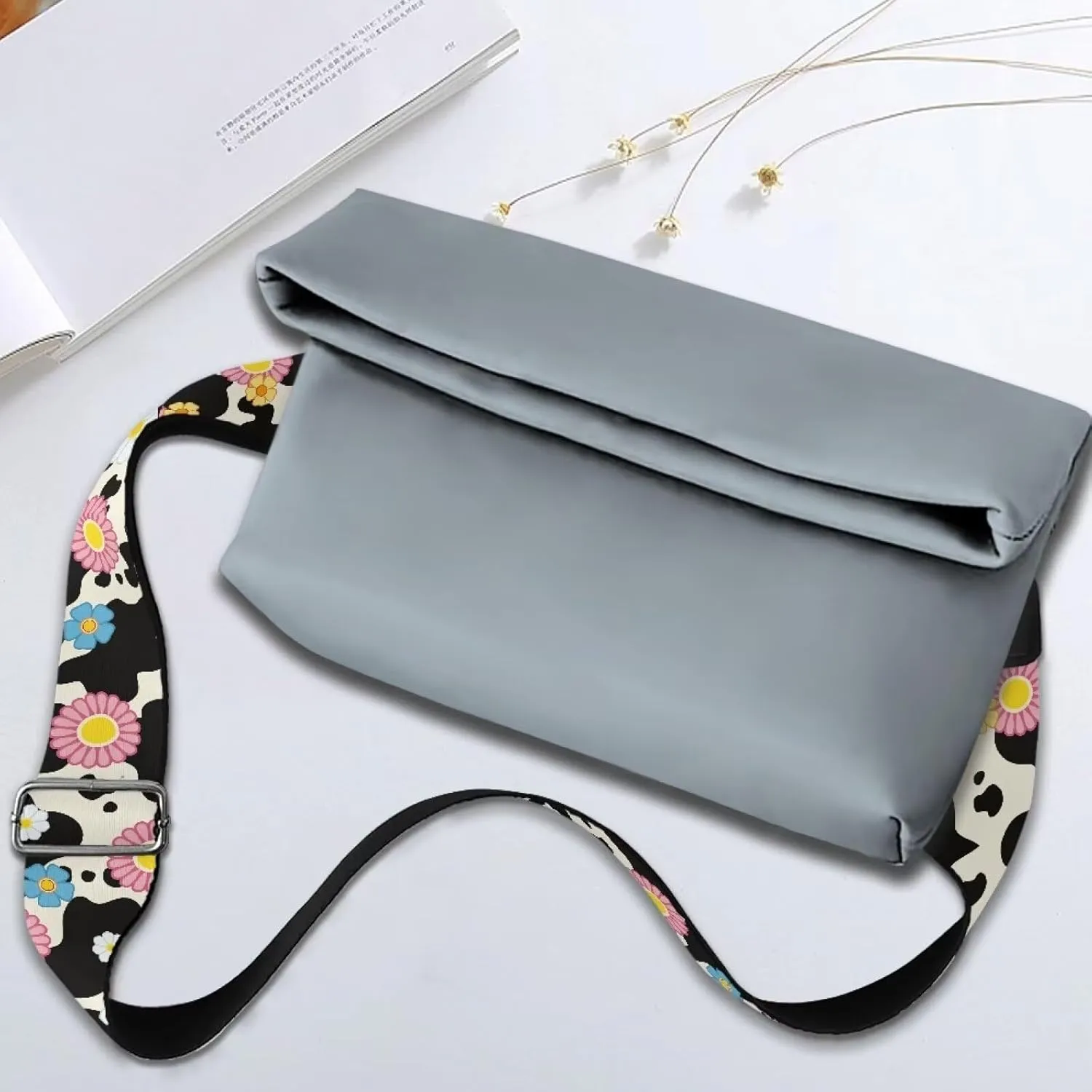 Adjustable Purse Strap for Women, Crossbody Wide Handbag Strap Replacement, Sturdy Bag Strap with Silver Hardware