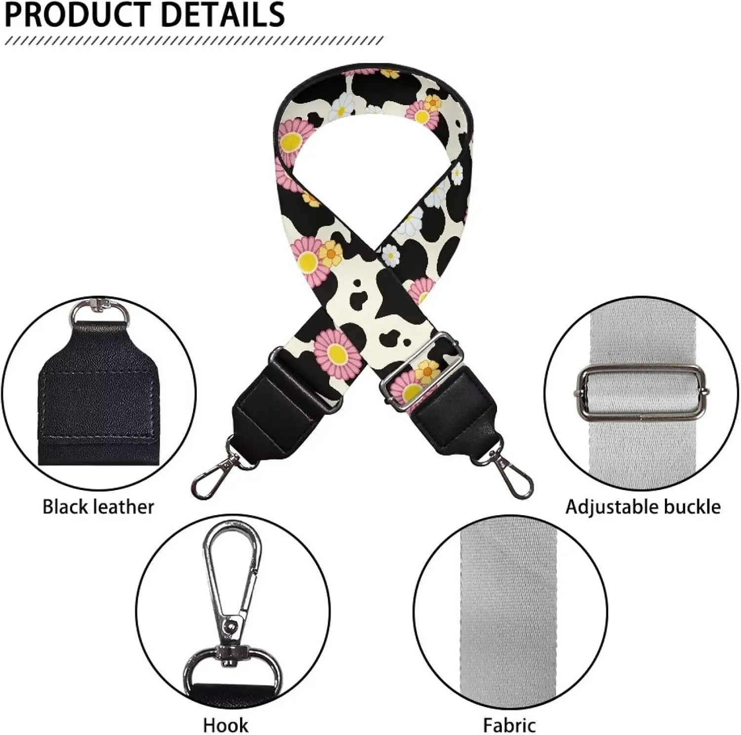 Adjustable Purse Strap for Women, Crossbody Wide Handbag Strap Replacement, Sturdy Bag Strap with Silver Hardware
