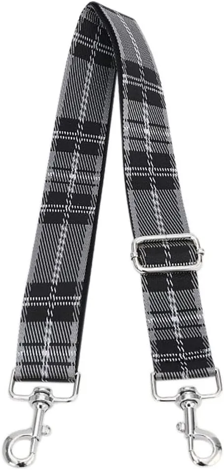 Adjustable Strap Replacement Crossbody Bag Canva-Strap Handbag Strap Replacement Shoulder-Strap With Clasp Plaid Dark Grey