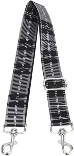 Adjustable Strap Replacement Crossbody Bag Canva-Strap Handbag Strap Replacement Shoulder-Strap With Clasp Plaid Dark Grey