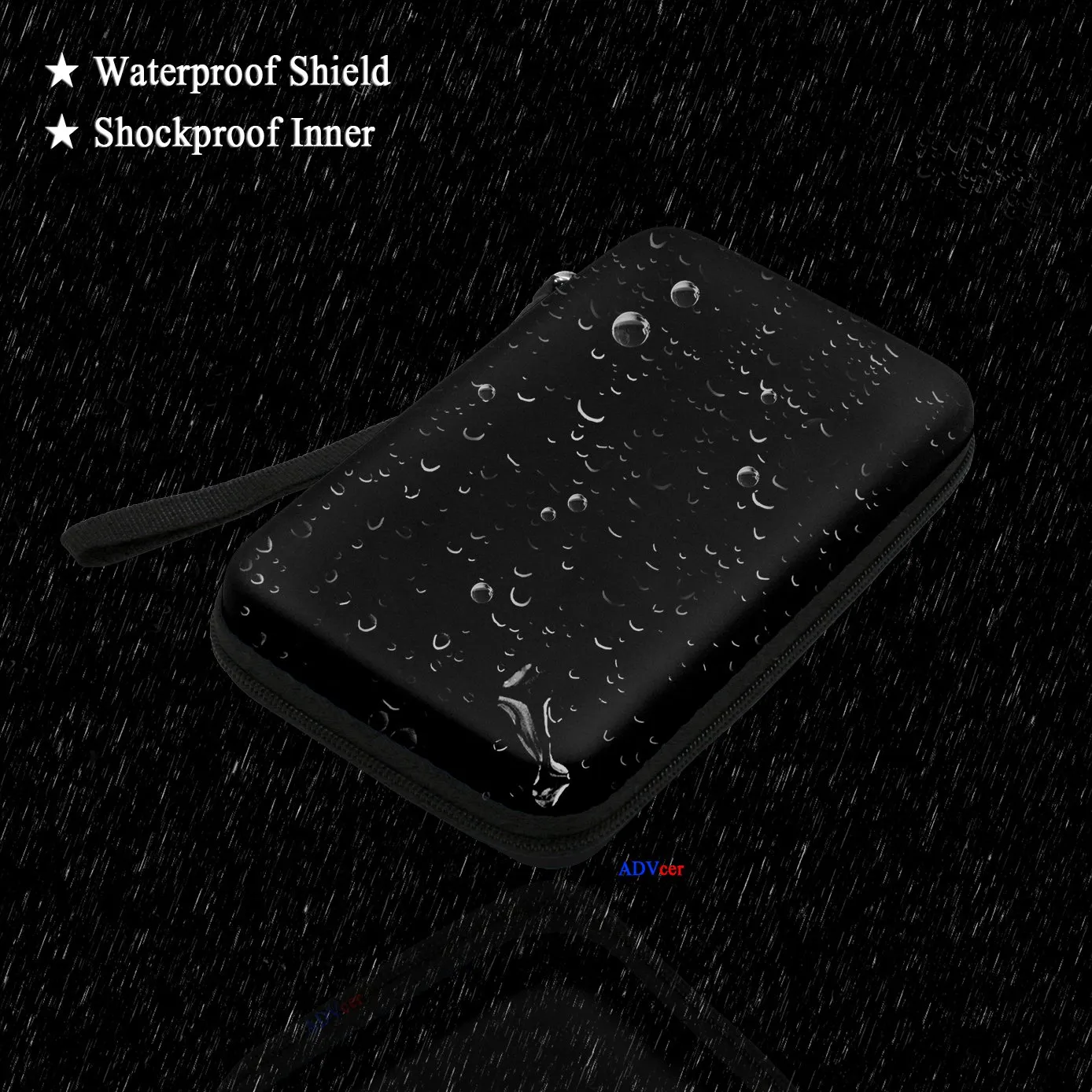 ADVcer 3DS Case, EVA Waterproof Hard Shield Protective Carrying Case with Detachable Hand Wrist Strap Compatible with Nintendo New 3DS, 3DS, 2DS XL or DSi, DS Lite, Black