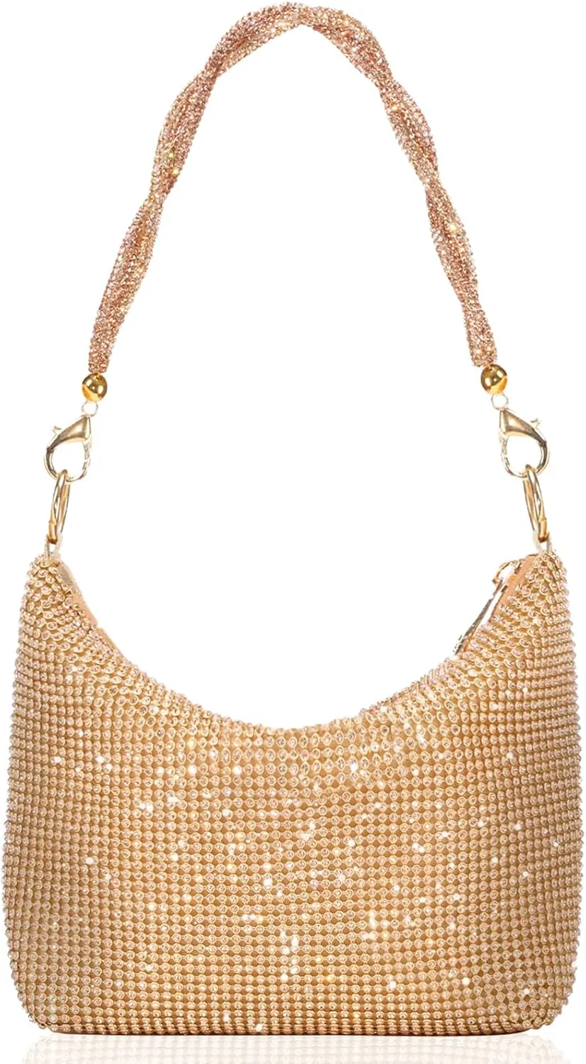 Afashor Fashion Womens Evening Bag Glitter Rhinestone Purse Shiny Clutch Handbag for Party Wedding