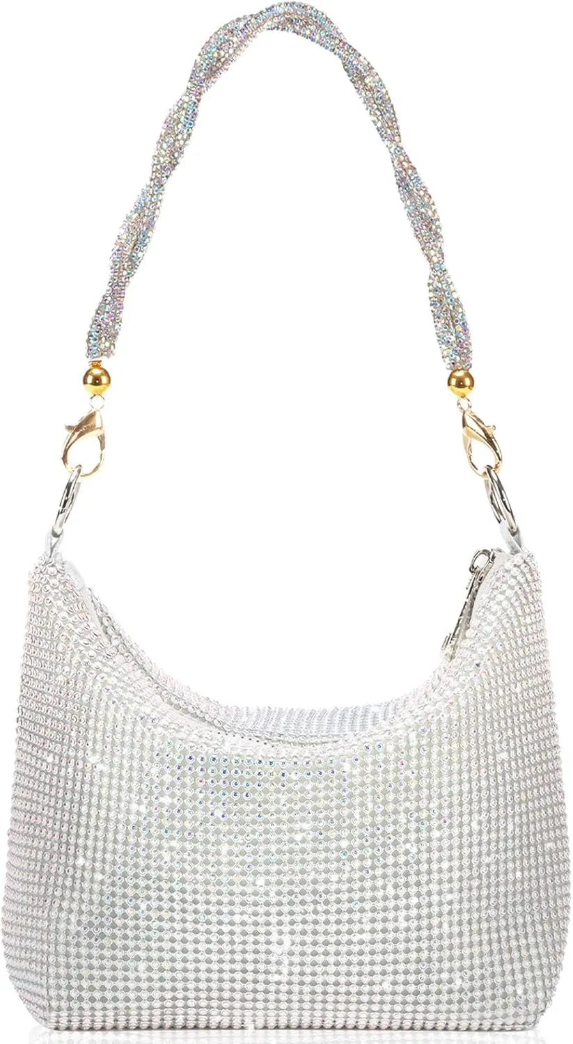 Afashor Fashion Womens Evening Bag Glitter Rhinestone Purse Shiny Clutch Handbag for Party Wedding