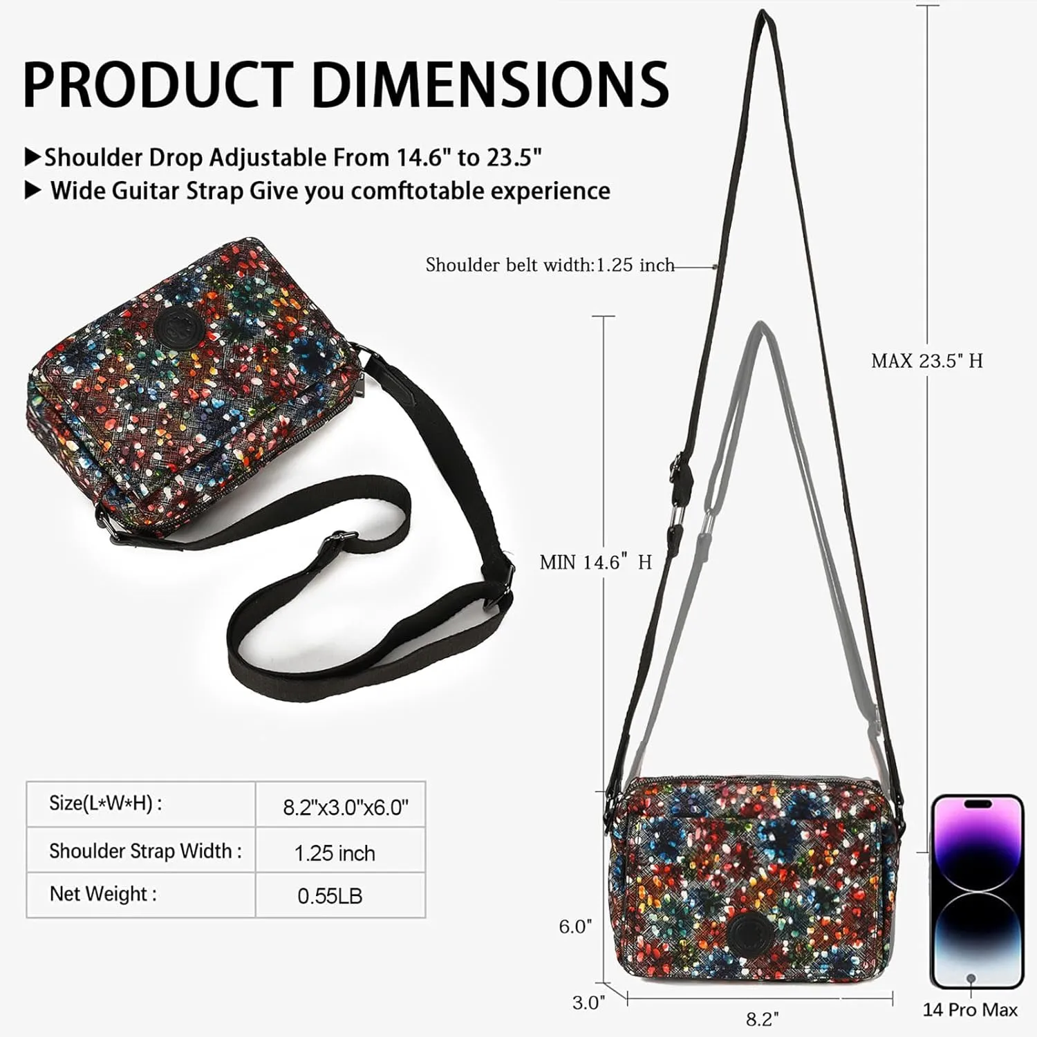 AFKOMST Small Crossbody Purse for Women, Vegan Leather Cross Body Bag and Trendy Shoulder Handbag with Guitar Strap