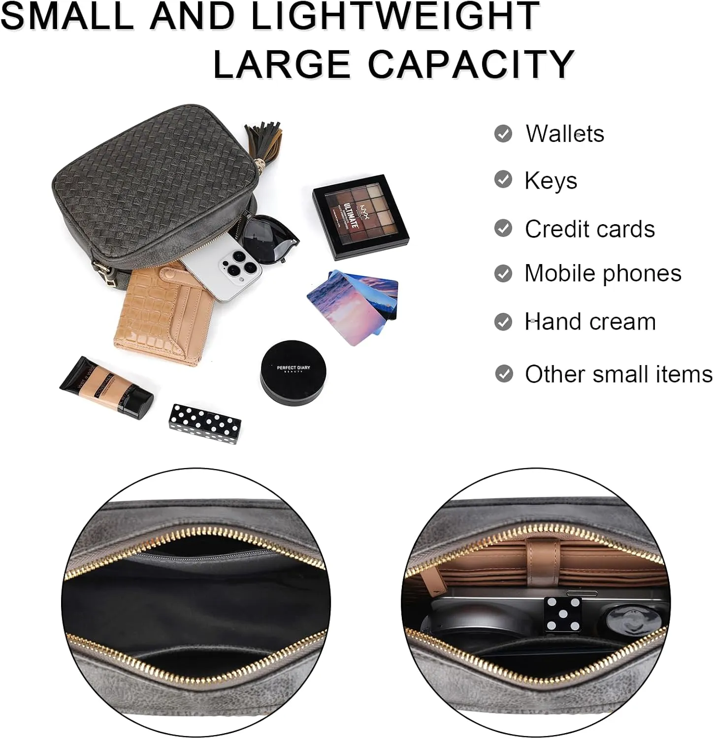 AFKOMST Woven Crossbody Bags for Women Small Summer Purse and Boho Handbags with Tassels,Vegen Leather