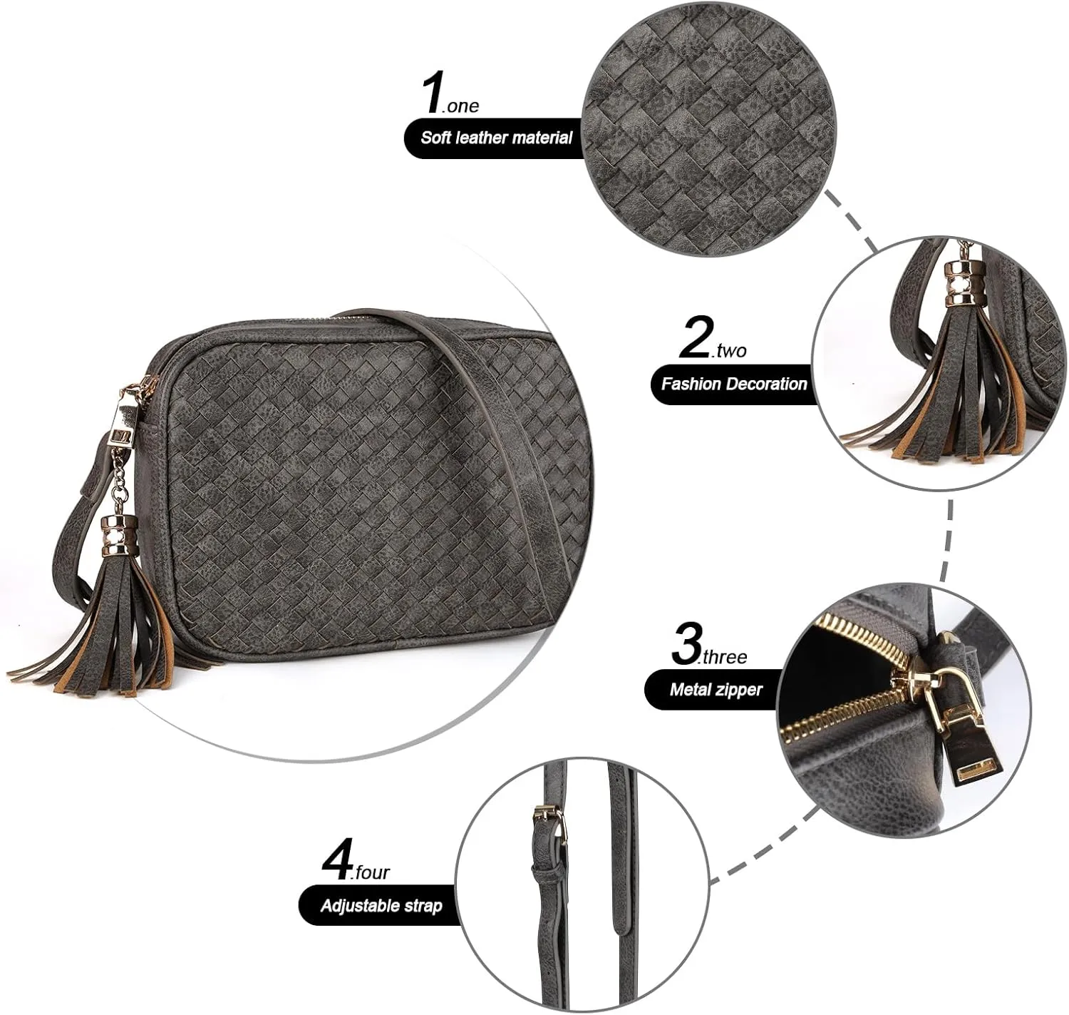 AFKOMST Woven Crossbody Bags for Women Small Summer Purse and Boho Handbags with Tassels,Vegen Leather