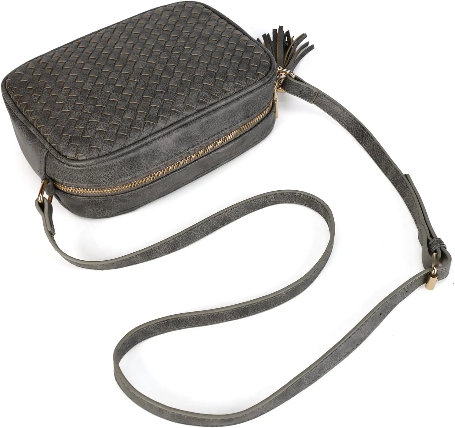 AFKOMST Woven Crossbody Bags for Women Small Summer Purse and Boho Handbags with Tassels,Vegen Leather
