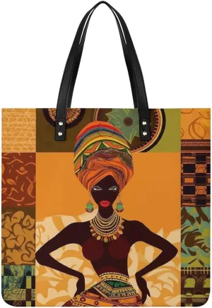 African Woman Tote Bag Durable Water-Resistant Handbags Lightweight Tote for Travel Work Book