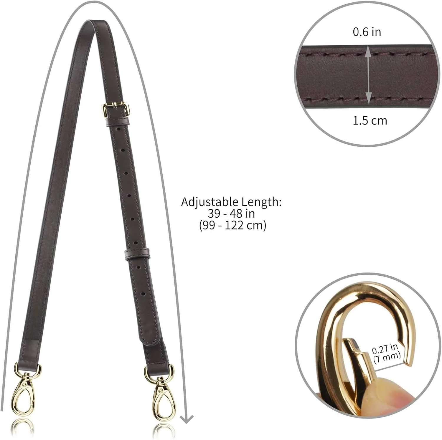 Allzedream Genuine Leather Purse Strap Replacement Crossbody Handbag Long Adjustable