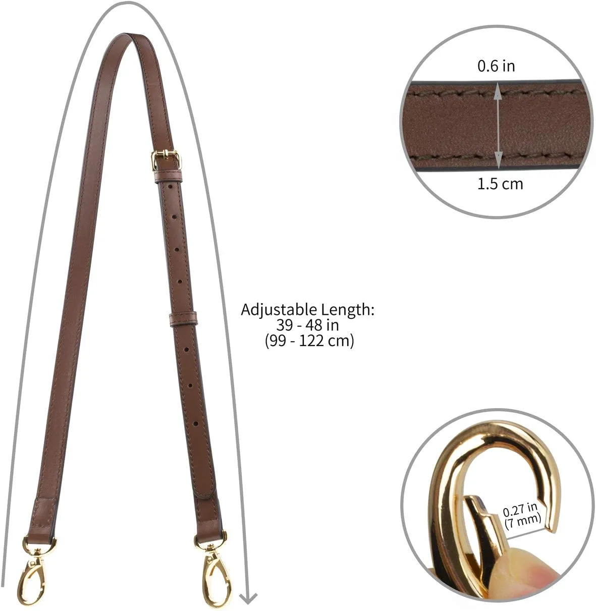 Allzedream Genuine Leather Purse Strap Replacement Crossbody Handbag Long Adjustable