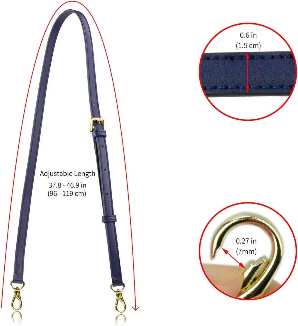 Allzedream Leather Purse Strap Replacement Crossbody Handbag Long Adjustable (Blue)