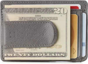 Alpine Swiss RFID Dermot Money Clip Front Pocket Wallet For Men Leather Comes in a Gift Box