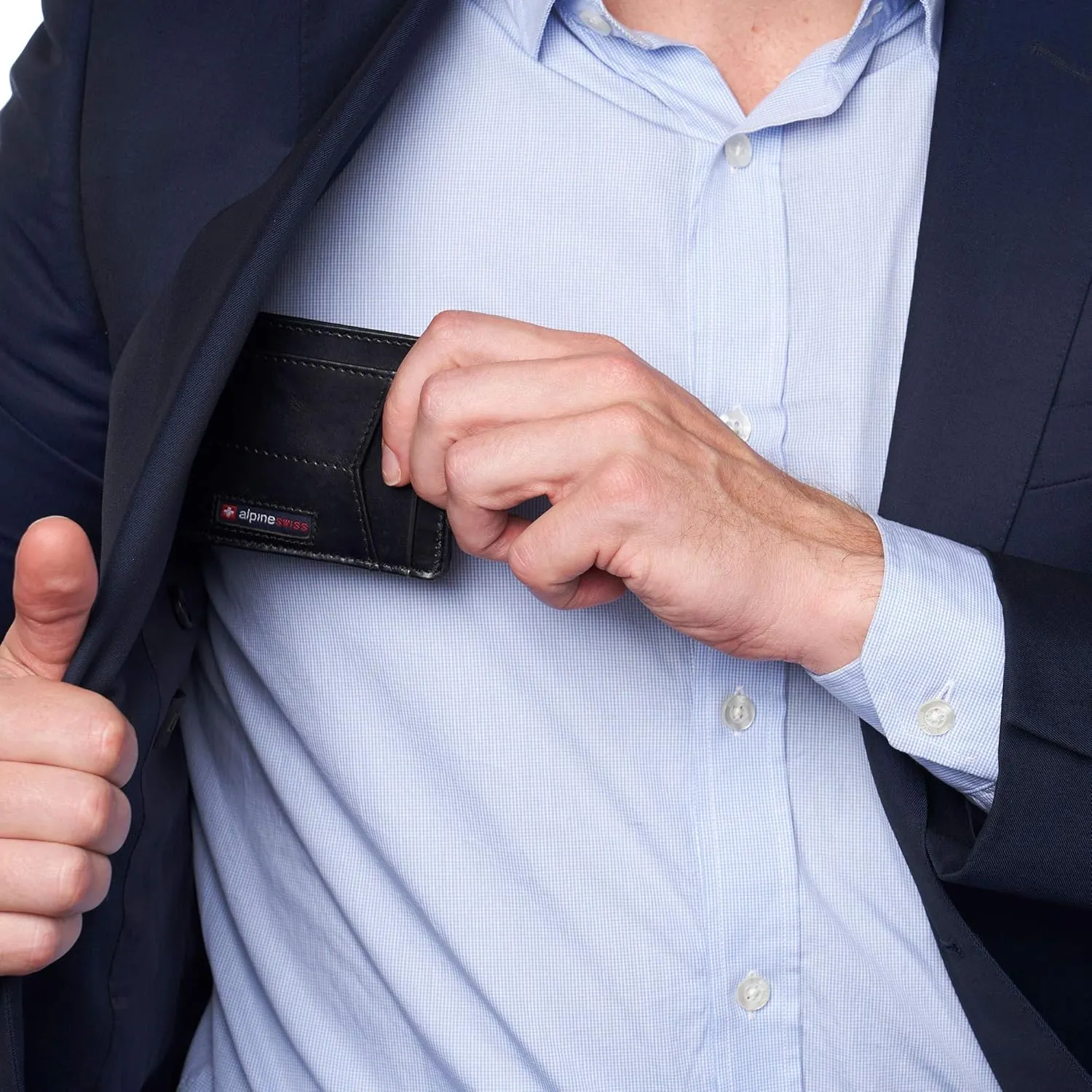 Alpine Swiss RFID Minimalist Oliver Front Pocket Wallet For Men Leather Comes in a Gift Box