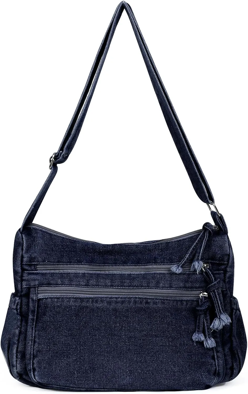 ALUSBELL Large Denim Tote Bag for Women Lightweight Denim Purses Jean Shoulder Bag Retro Crossbody Handbags