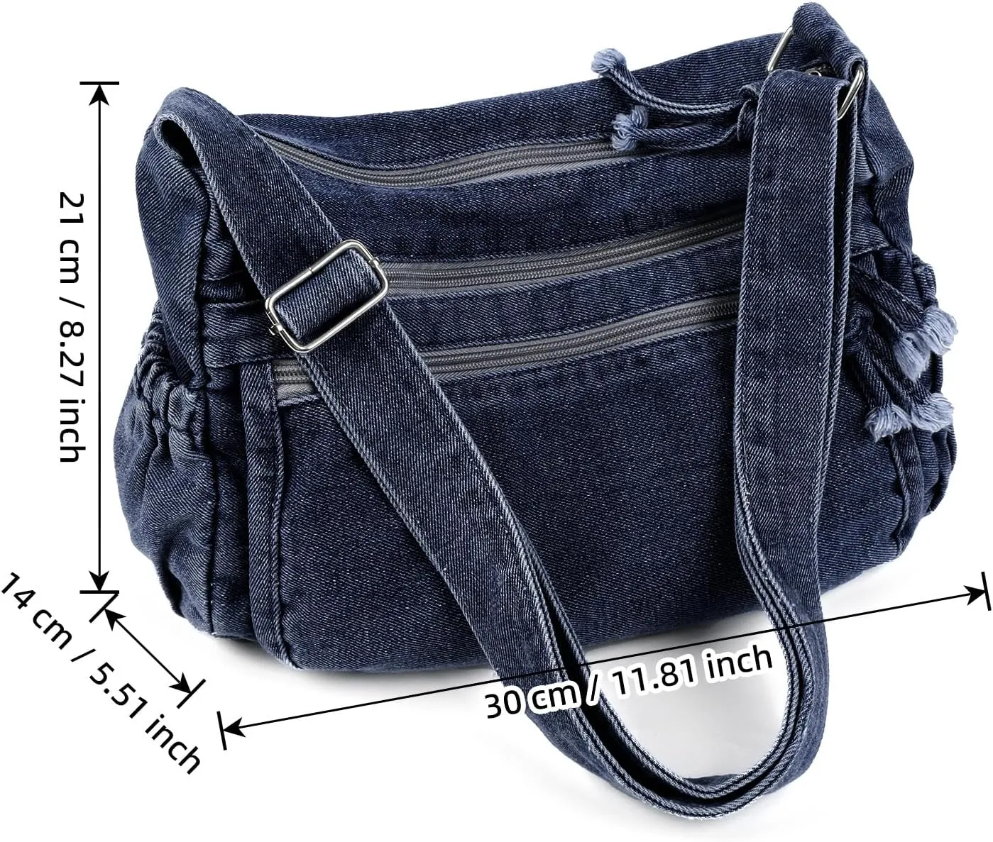 ALUSBELL Large Denim Tote Bag for Women Lightweight Denim Purses Jean Shoulder Bag Retro Crossbody Handbags