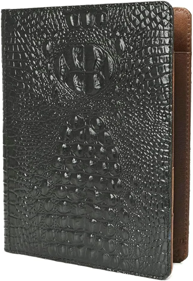 American Darling Portfolio Bag Hand Tooled Crocodile embossed Genuine Leather women bag western handbag purse, Black