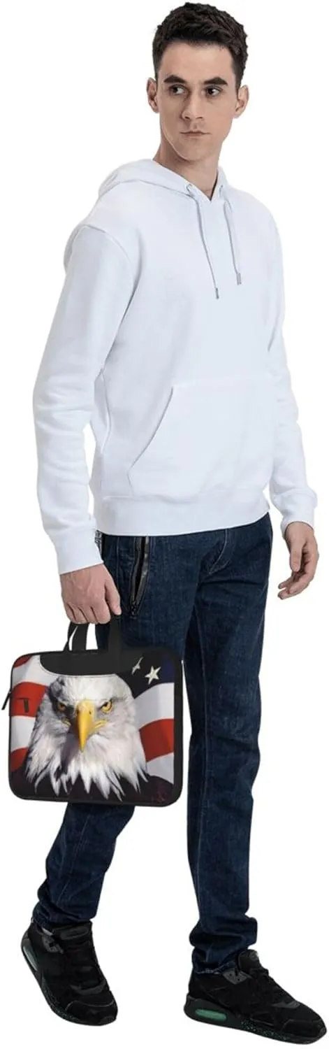 American flag Laptop Shoulder Bag ​for Men Women, Computer Carrying Case Messenger Bag with Strap