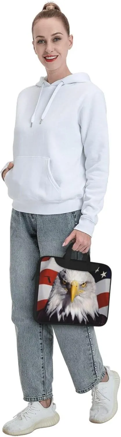 American flag Laptop Shoulder Bag ​for Men Women, Computer Carrying Case Messenger Bag with Strap