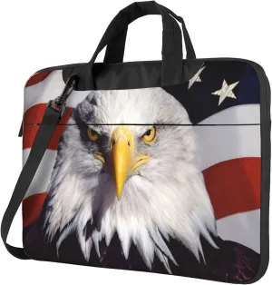 American flag Laptop Shoulder Bag ​for Men Women, Computer Carrying Case Messenger Bag with Strap