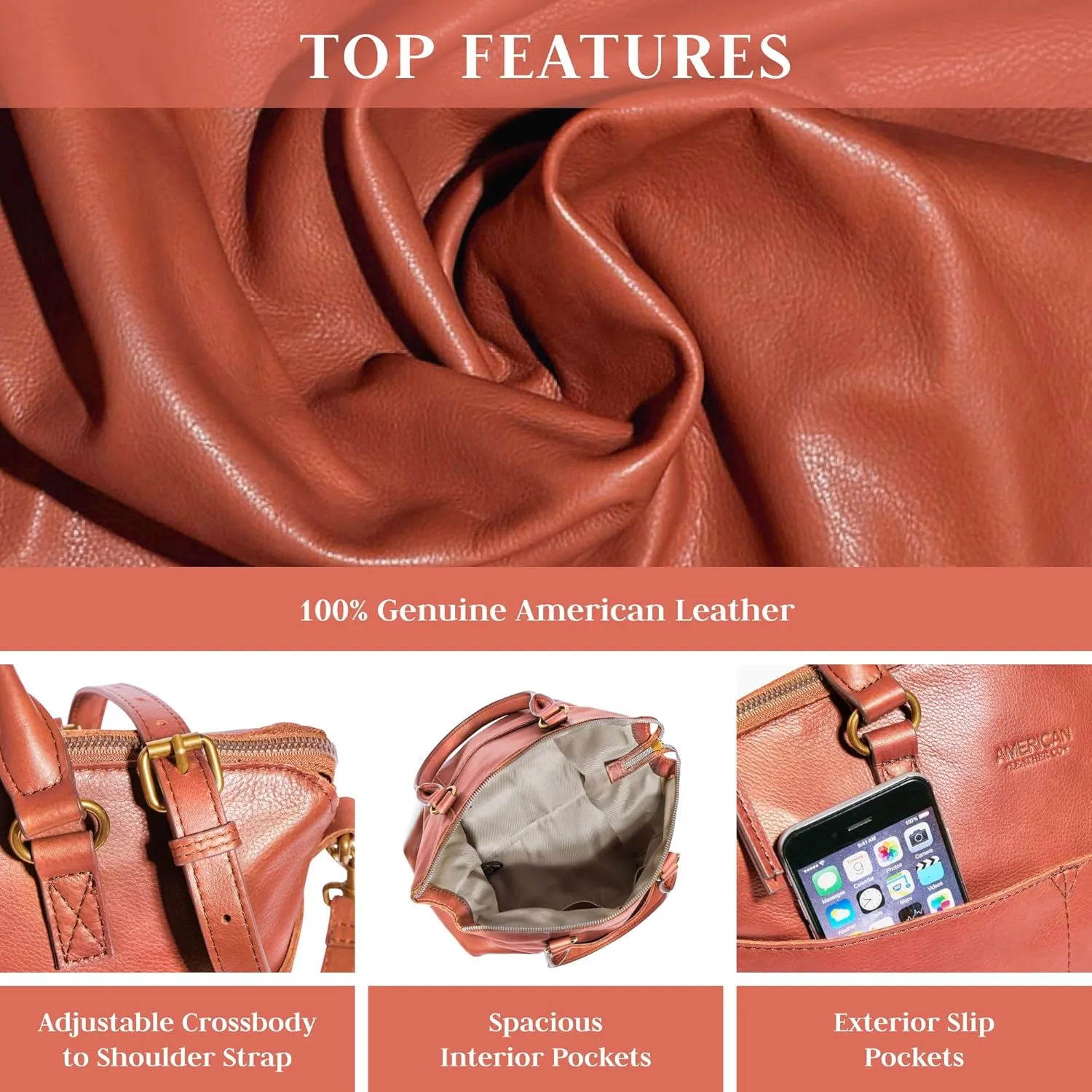 American Leather Co. Carrie Dome Satchel Crossbody Bag