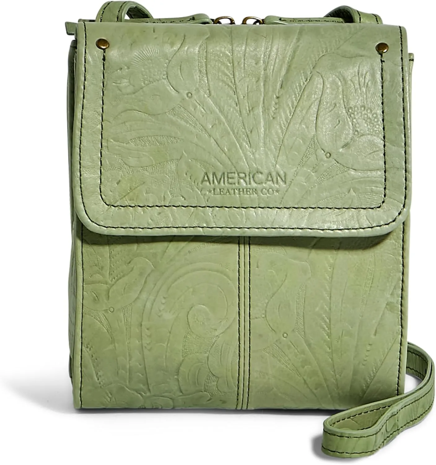 American Leather Kansas Crossbody HandBag, 100% Genuine Leather Purse, Multi-Pocket Sling Bag & Adjustable Straps for Women