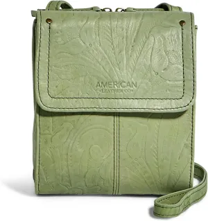 American Leather Kansas Crossbody HandBag, 100% Genuine Leather Purse, Multi-Pocket Sling Bag & Adjustable Straps for Women