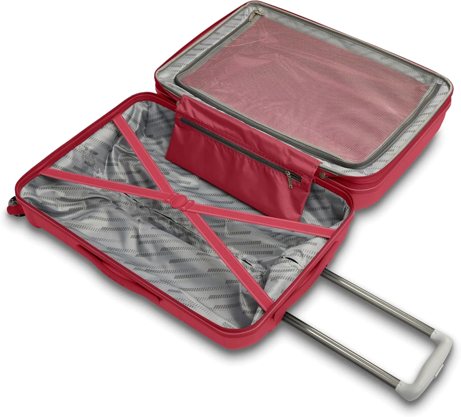 American Tourister Stratum 2.0 Expandable Hardside Luggage with Spinner Wheels, Radient Raspberry, Carry-on