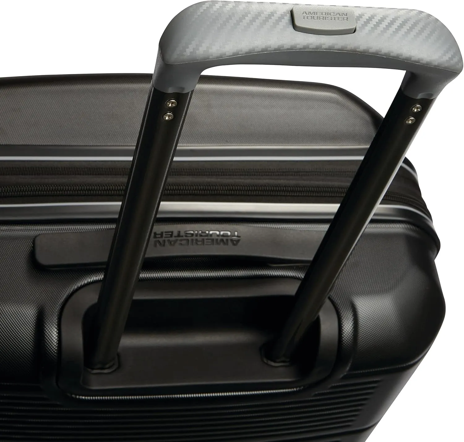 American Tourister Stratum 2.0 Hardside Expandable Luggage with Spinners, Jet Black, 2PC SET (Carry-on/Medium)