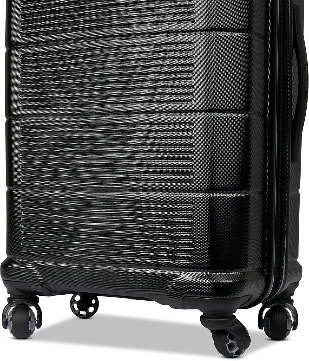 American Tourister Stratum 2.0 Hardside Expandable Luggage with Spinners, Jet Black, 2PC SET (Carry-on/Medium)