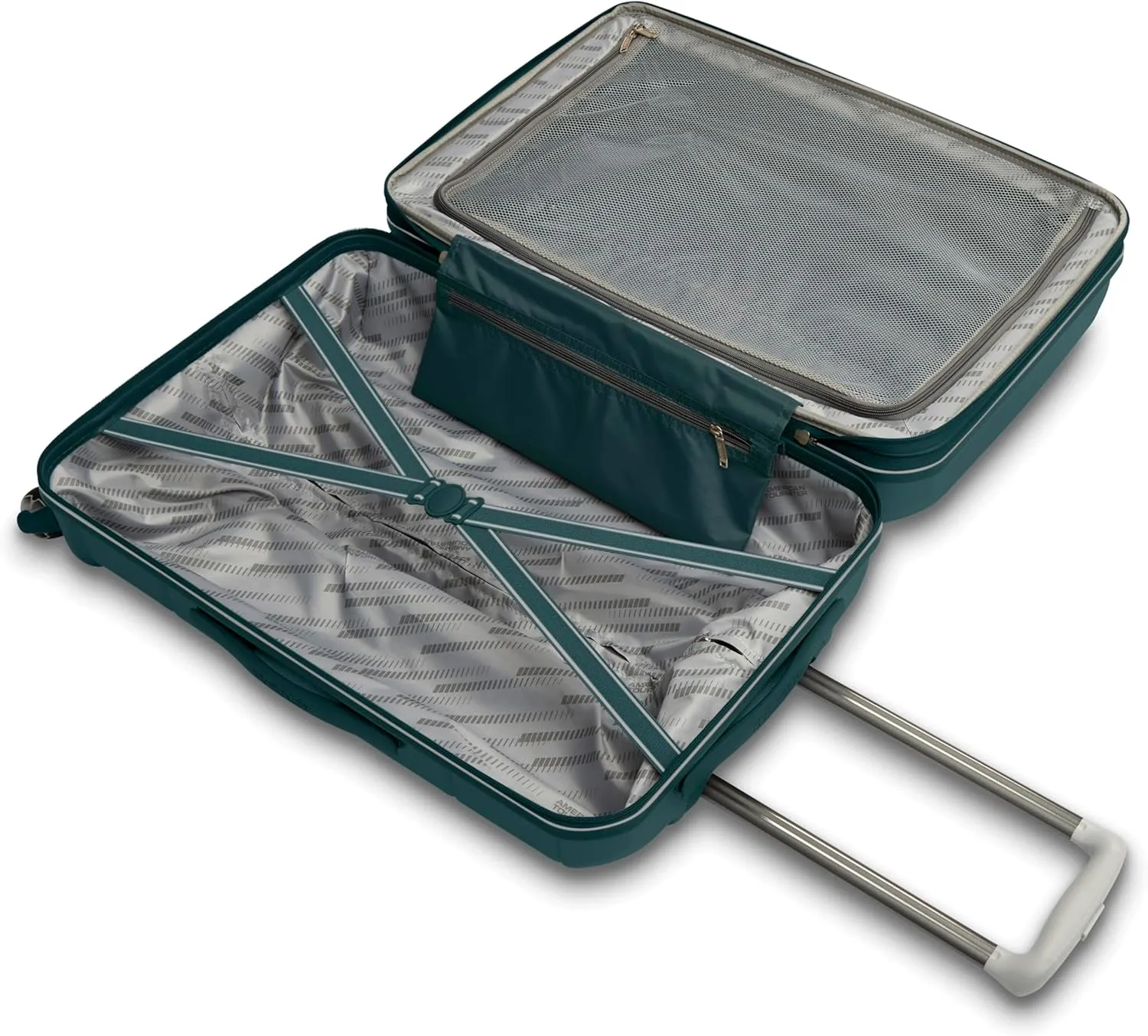 American Tourister Stratum 2.0 Hardside Expandable Luggage with Spinners, Pine Green, 2PC SET (Carry-on/Medium)