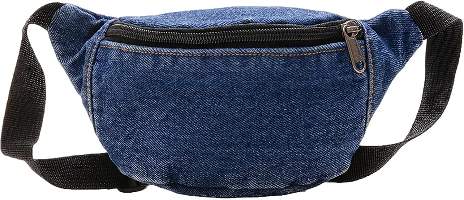amokk Canvas Fanny Pack for Kids Crossbody Waist Bag for Unisex Toddler Boys Girls (Dark Denim)
