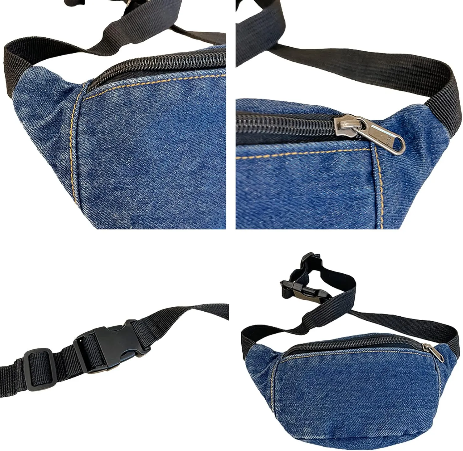 amokk Canvas Fanny Pack for Kids Crossbody Waist Bag for Unisex Toddler Boys Girls (Dark Denim)