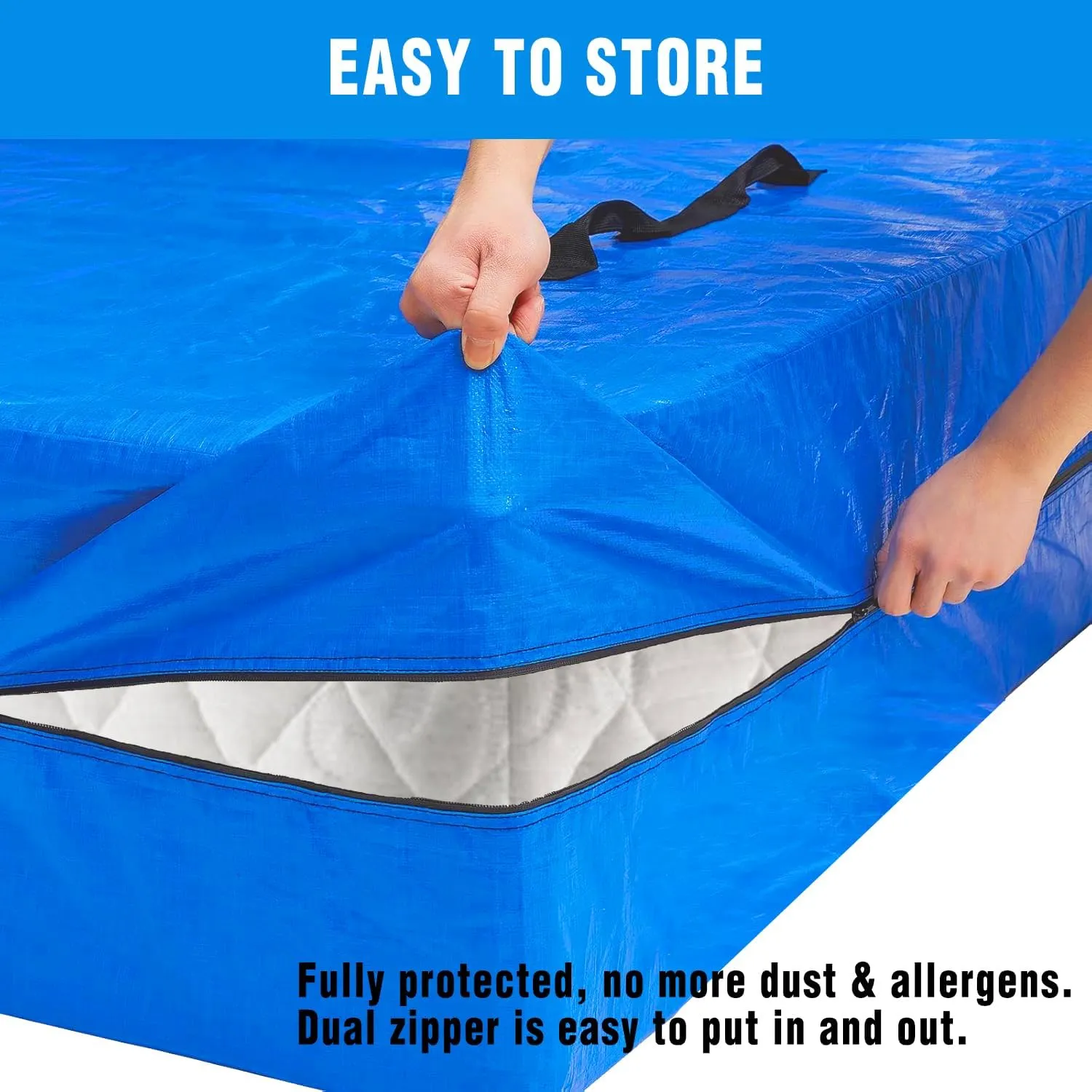 ANALIM Mattress Bags for Moving and Storage, Zippered Mattress Storage Bag with 8 Strong Carrying Handles, Cover Moving Supplies Reusable Mattress Protector (Queen)