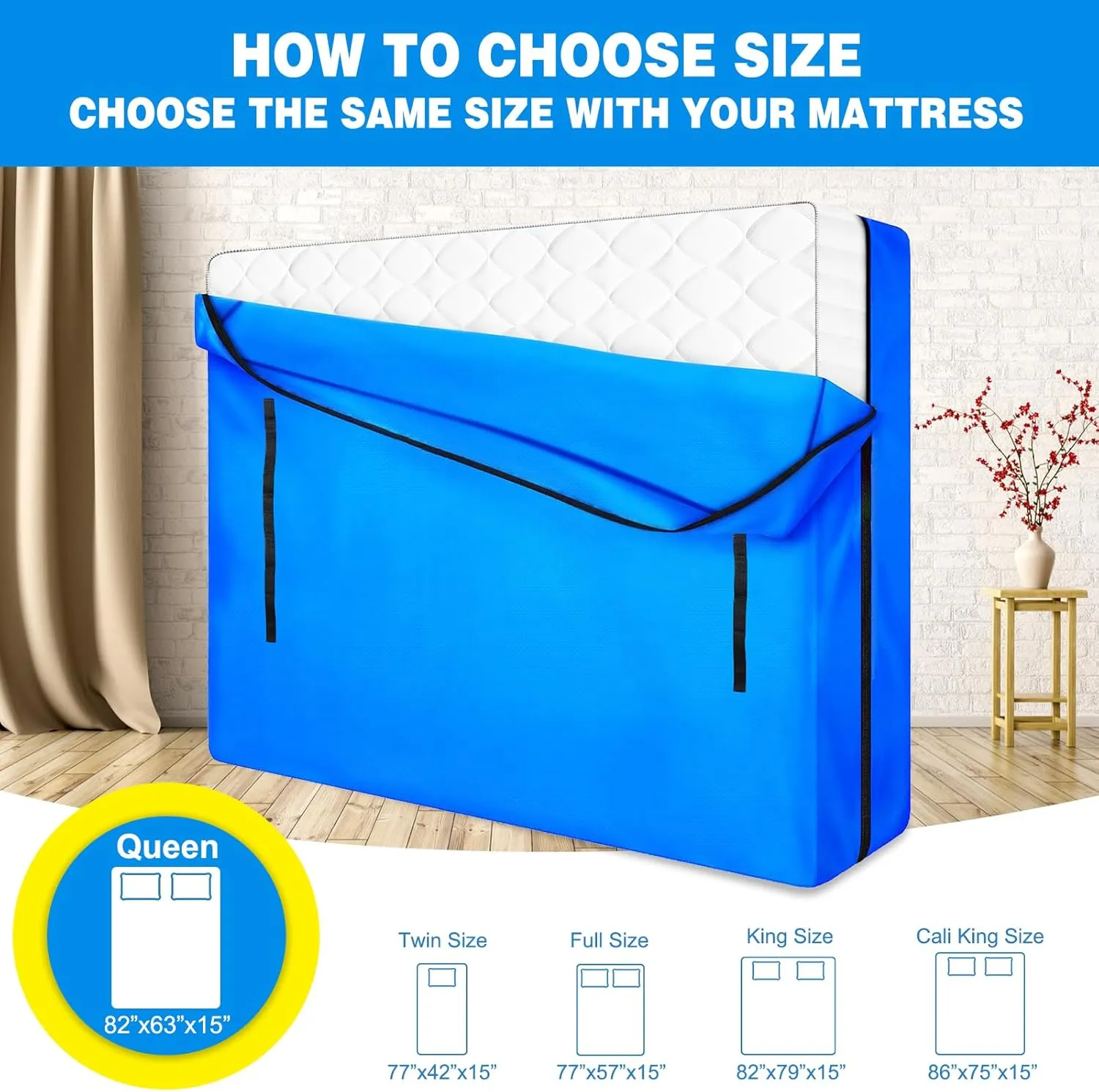 ANALIM Mattress Bags for Moving and Storage, Zippered Mattress Storage Bag with 8 Strong Carrying Handles, Cover Moving Supplies Reusable Mattress Protector (Queen)