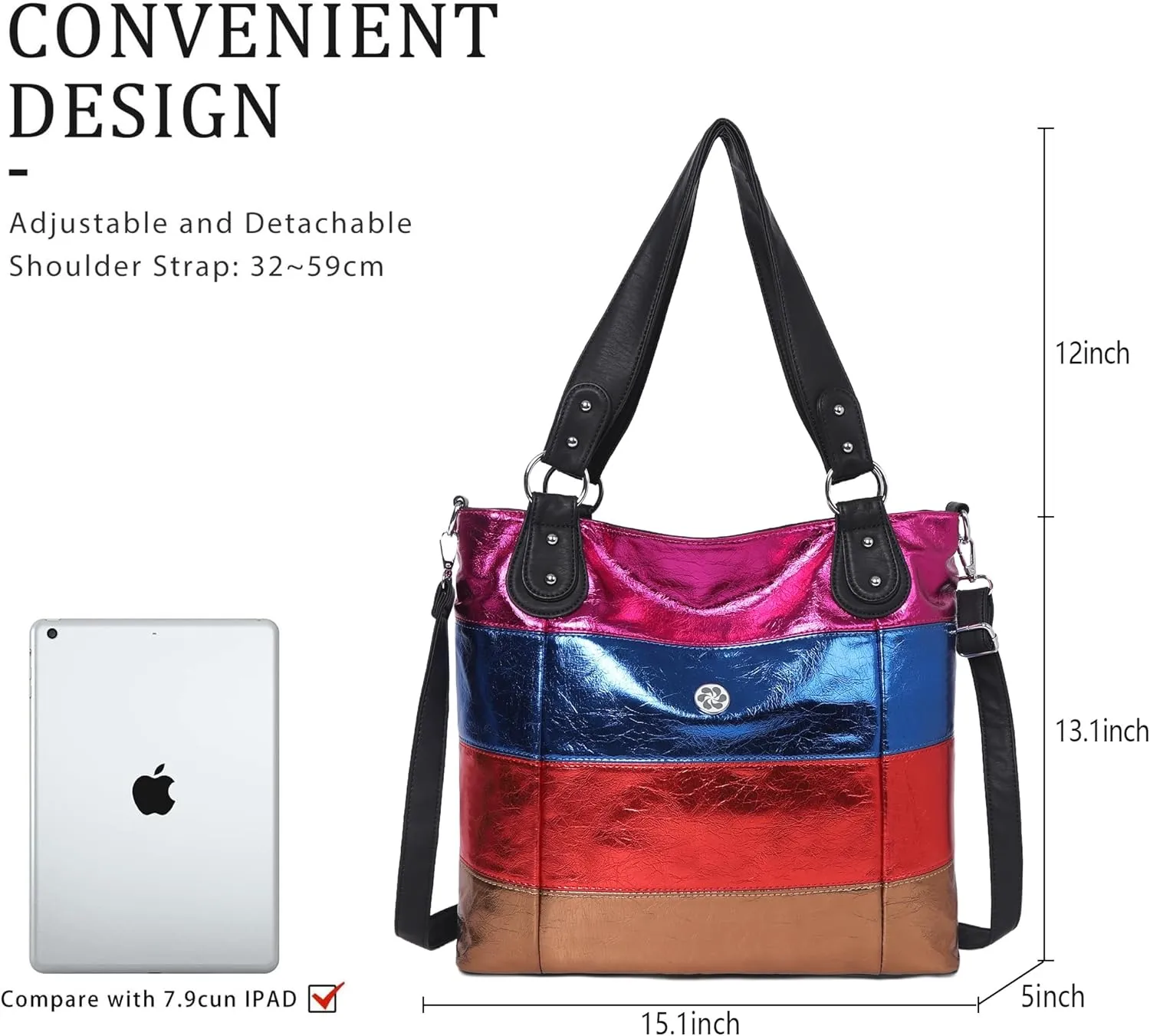 Angel Kiss Hobo Purses for Women Multi-Color Striped Lattice Cross Body Shoulder Purse Bag Tote Handbag