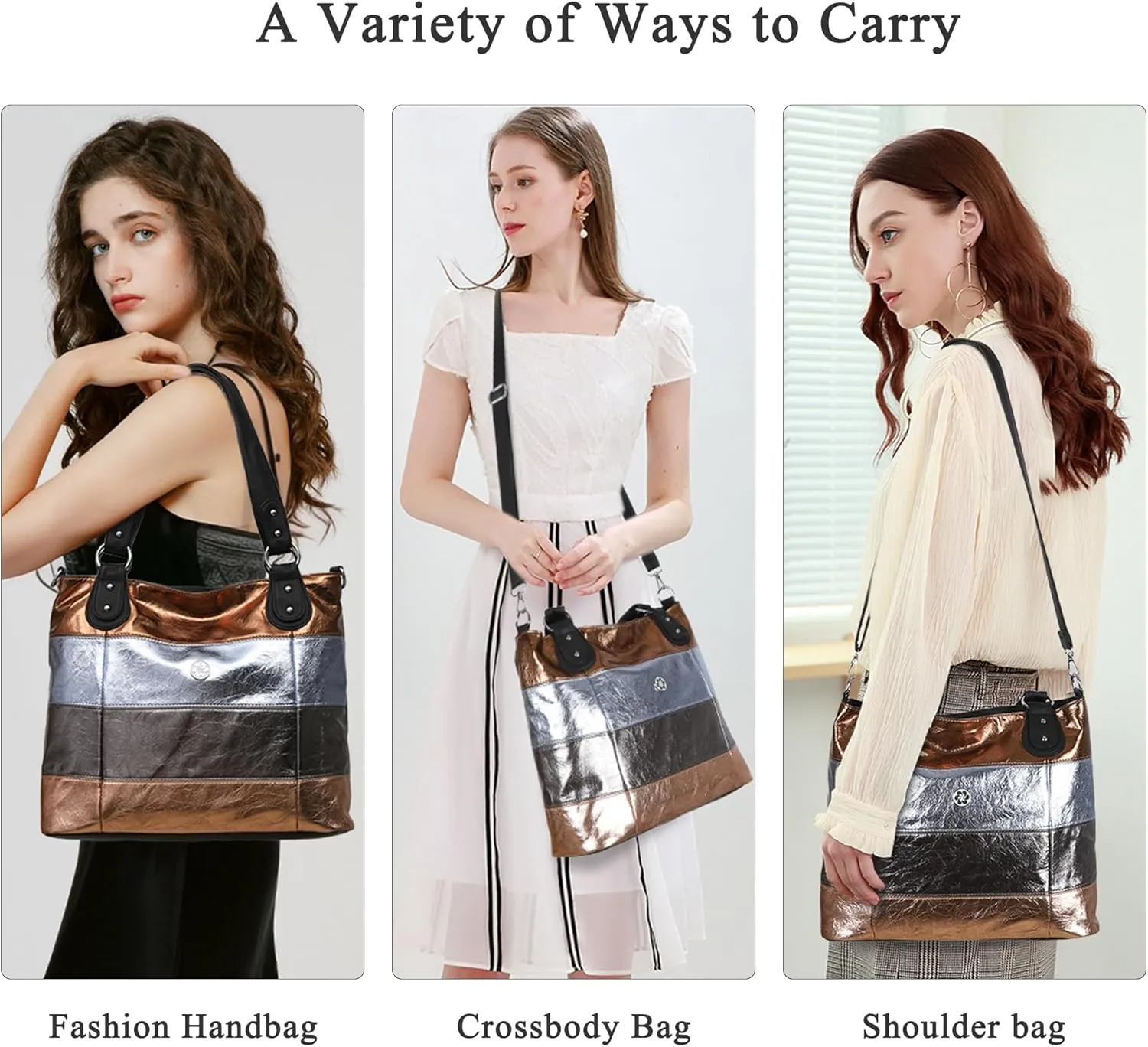 Angel Kiss Hobo Purses for Women Multi-Color Striped Lattice Cross Body Shoulder Purse Bag Tote Handbag