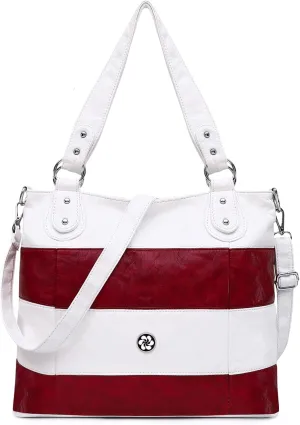 Angel Kiss Hobo Purses for Women Multi-Color Striped Lattice Cross Body Shoulder Purse Bag Tote Handbag